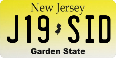 NJ license plate J19SID