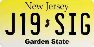 NJ license plate J19SIG