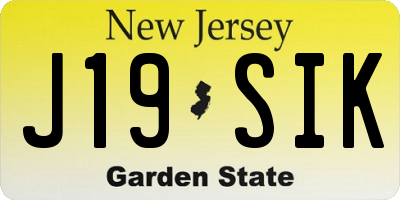 NJ license plate J19SIK