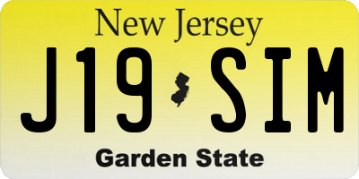 NJ license plate J19SIM