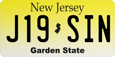 NJ license plate J19SIN