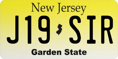 NJ license plate J19SIR