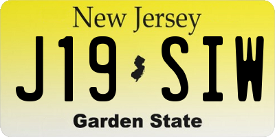 NJ license plate J19SIW