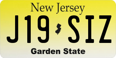NJ license plate J19SIZ