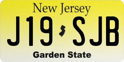 NJ license plate J19SJB