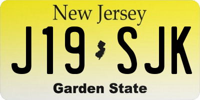 NJ license plate J19SJK