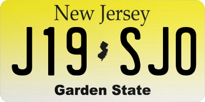 NJ license plate J19SJO