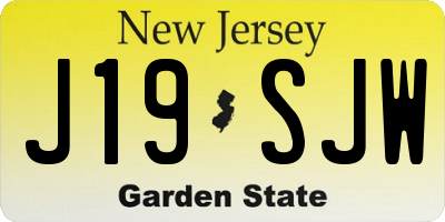 NJ license plate J19SJW