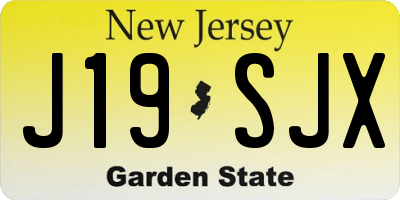 NJ license plate J19SJX