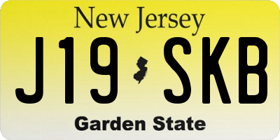 NJ license plate J19SKB