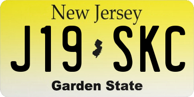 NJ license plate J19SKC