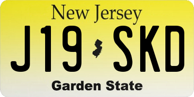 NJ license plate J19SKD
