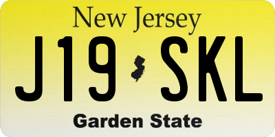 NJ license plate J19SKL