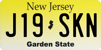 NJ license plate J19SKN