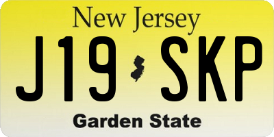 NJ license plate J19SKP