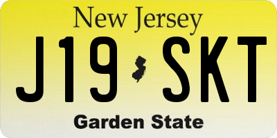 NJ license plate J19SKT