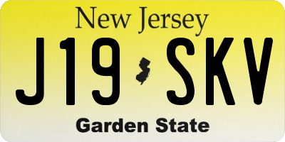NJ license plate J19SKV