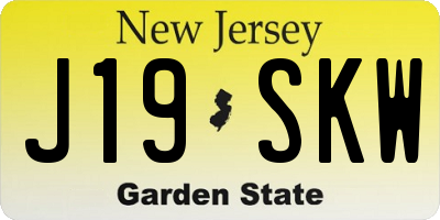 NJ license plate J19SKW