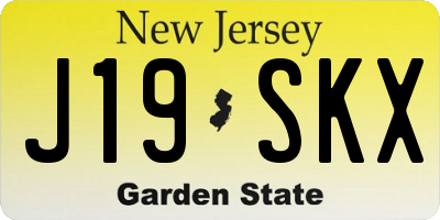 NJ license plate J19SKX