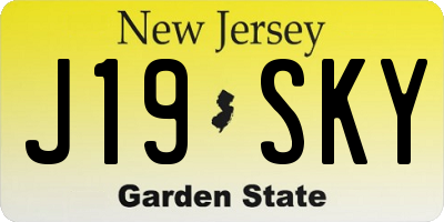 NJ license plate J19SKY