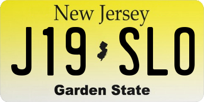 NJ license plate J19SLO