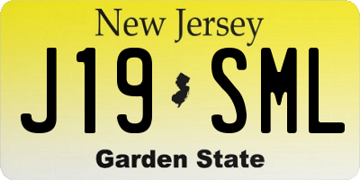 NJ license plate J19SML