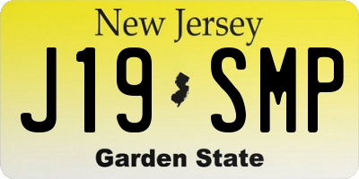 NJ license plate J19SMP
