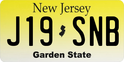 NJ license plate J19SNB