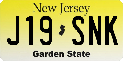 NJ license plate J19SNK