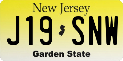 NJ license plate J19SNW