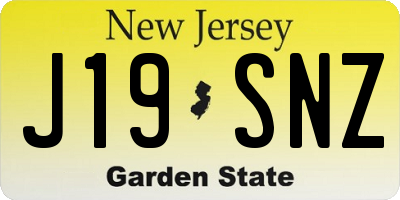 NJ license plate J19SNZ