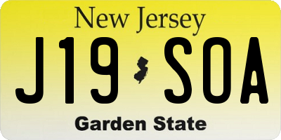 NJ license plate J19SOA