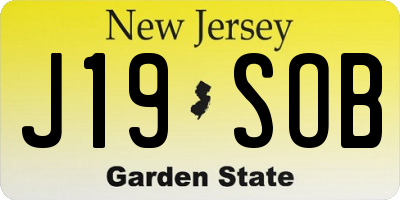 NJ license plate J19SOB
