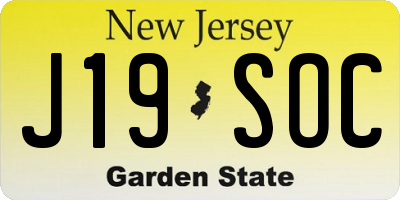 NJ license plate J19SOC