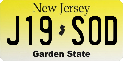 NJ license plate J19SOD