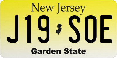 NJ license plate J19SOE