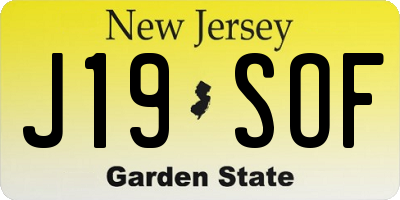 NJ license plate J19SOF