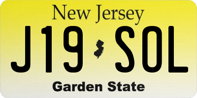 NJ license plate J19SOL