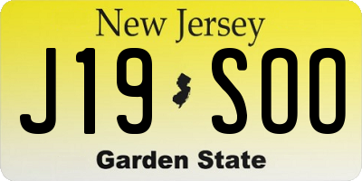 NJ license plate J19SOO