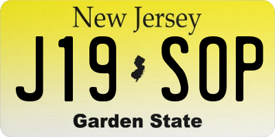 NJ license plate J19SOP