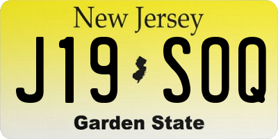 NJ license plate J19SOQ