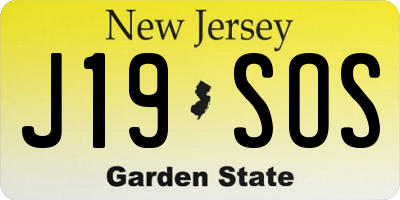 NJ license plate J19SOS