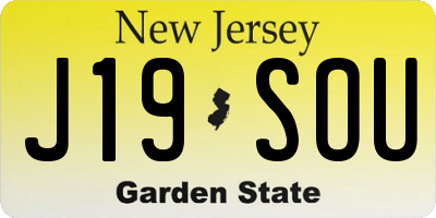 NJ license plate J19SOU