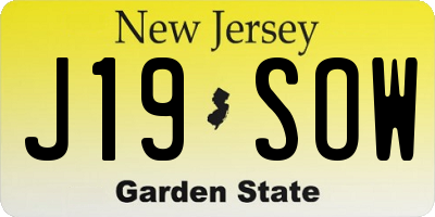 NJ license plate J19SOW