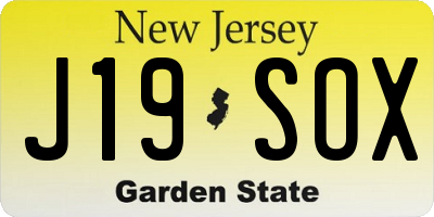 NJ license plate J19SOX