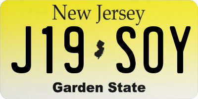 NJ license plate J19SOY