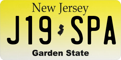 NJ license plate J19SPA
