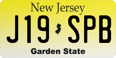 NJ license plate J19SPB