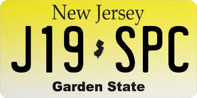 NJ license plate J19SPC