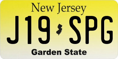 NJ license plate J19SPG